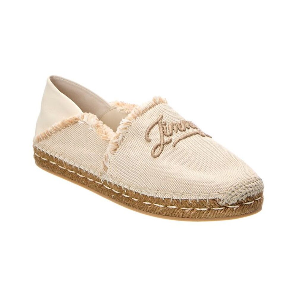 Jimmy Choo Avi Canvas Flat, Beige